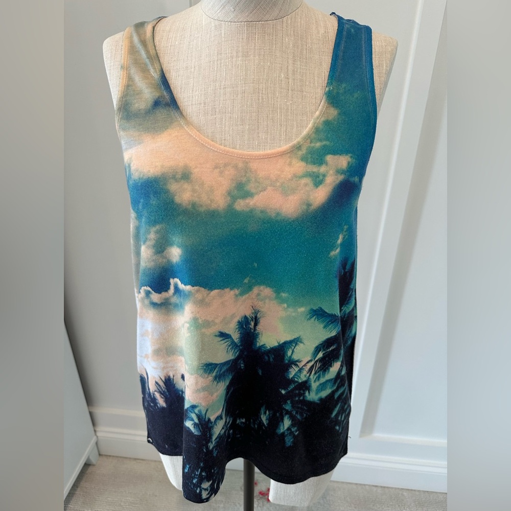 Body Central Blue and Cream Tank Top